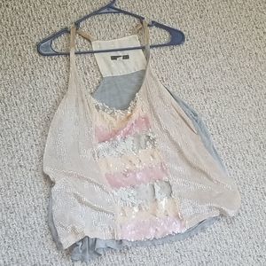 BNWOT Fade by Anthropologie Racerback Top Sequin Velvet S
